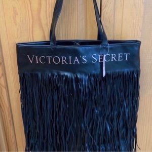 Victoria’s Secret Black Fringe Tote Bag NWT!!